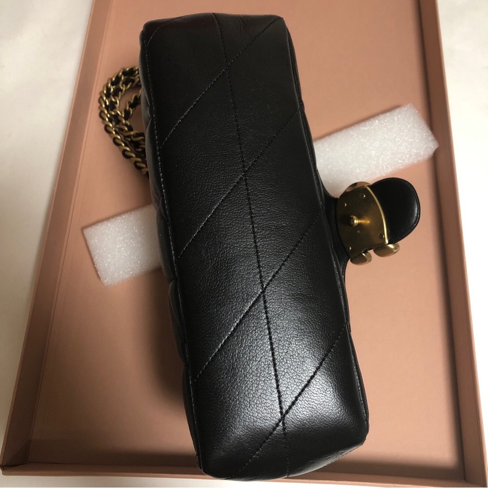 Coach Black Quilted Leather Shoulder Bag with Gold C and Chain Strap - Picture 4 of 13
